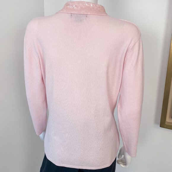 Women’s SML Design sweet Embellished Sequin Pink Sweater Size XL - Picture 6 of 6